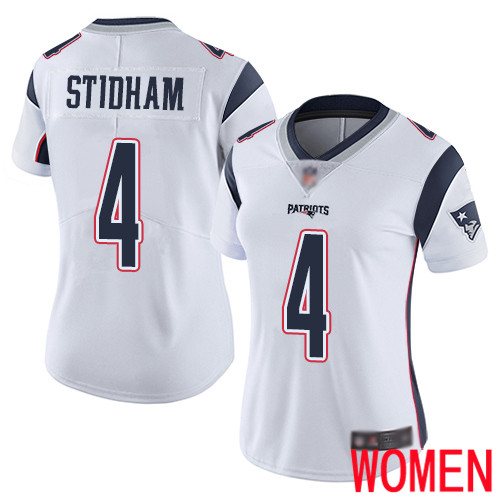 New England Patriots Limited White Women 4 Jarrett Stidham Road NFL Jersey Vapor